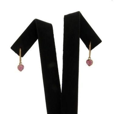 Imagem de Brinco Ouro 18k Argola Quadrada Infantil Com Coração - DR Joias