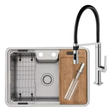 Imagem de Kit Cuba Gourmet E Torneira Monocomando Bica Alta Doc Docol