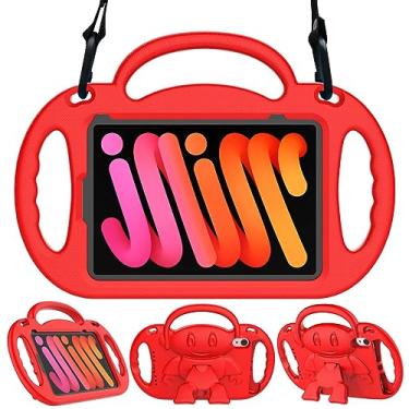 Imagem de TOEVEK Capa infantil para iPad mini 7 (A17 Pro) 2024/Mini 6 2021, iPad mini 7ª/6ª geração com alça de ombro – Capa protetora durável à prova de choque com alça de suporte para iPad de 8,3 polegadas