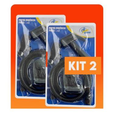 Imagem de Ducha Higiênica Para Banheiro Completa Luxo Inox preta válvula de cobr