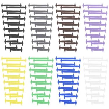 Imagem de GOMAKERER 8 conjuntos, 8 cores, elástico, sem amarrar, cadarços de silicone, cadarços elásticos para todos os homens, mulheres, tênis, botas, sapatos casuais, Multicor