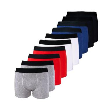 Imagem de Kit com 10 Cuecas Boxer Box Try Basics Algodão Cotton Lisa Básica Casu