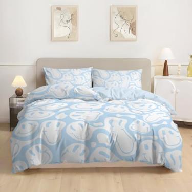 Imagem de Watbro Capa de edredom infantil, tamanho Queen, conjunto de cama hippie retrô, 3 peças, conjunto de cama de microfibra macia com fecho de zíper e laços de canto, roupa de cama feminina com fronha -