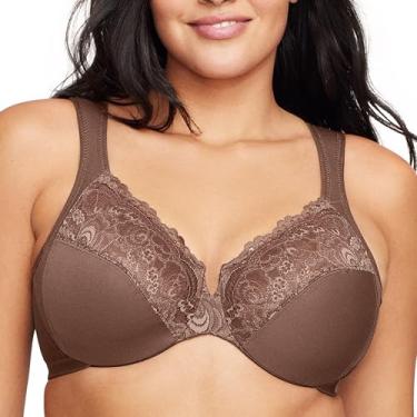 Imagem de Glamorise Sutiã feminino plus size de renda Wonderwire com aro #1240, Mocha, 40C