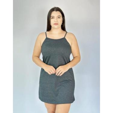 Imagem de Vestido Alcinha Feminino Curto 100% Algodão Tribo Livre, Cinza escuro,