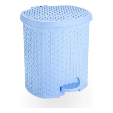 Imagem de Lixeira Pedal Rattan 15 L Cozinha Banheiro Escritorio Azul - Plasnorth