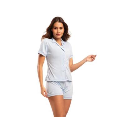Imagem de Pijama Blogueira Americano Aberto com Botões - Sophia Maria, Azul, M
