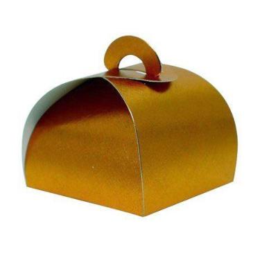 Imagem de Caixa Bem Casado Bronze Texturizado - 6,5x6,5x5,5cm - 12 unidades - As