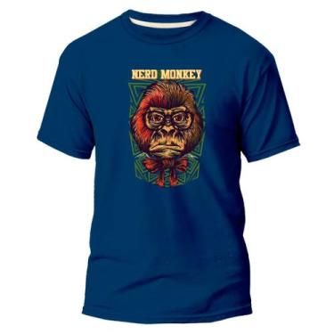 Imagem de Camiseta Algodão Premium Estampa Digital Nerd Monkey Leve - Pavesi, Az