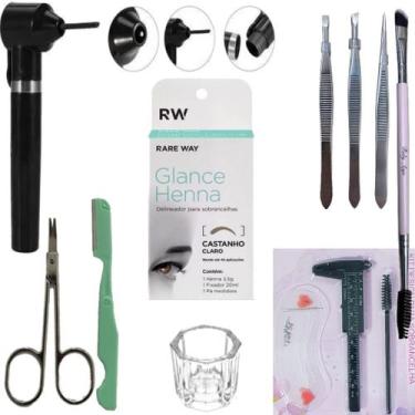 Imagem de Kit Henna Glance COM Kit de Acessórios Completo Sobrancelha Pincel Mix