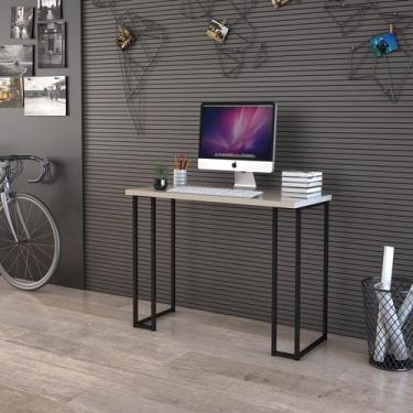 Imagem de Mesa De Estudo 90cm Estilo Industrial Com Pés D Ferro Preto - D+7 Move