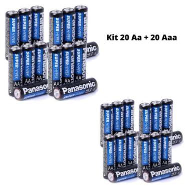 Imagem de Kit Pilha Palito Aaa 20un + Aa 20un Panasonic Comum Original
