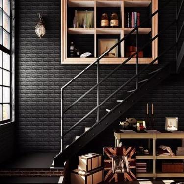 Imagem de Placas 3D Revestimento de Parede PRETO 70X77CM - Tijolinho