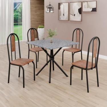 Imagem de Conjunto Sala de Jantar Mesa Quadrada 75x75cm Tampo Granito Ocre 4 Cad