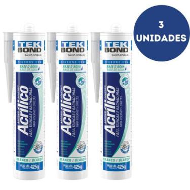 Imagem de Kit 3 Adesivos Acrilico Selador De Trincas Cola Moldura 425G - Tekbond