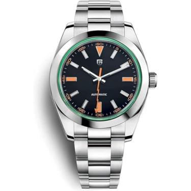 Imagem de Relógio masculino Pagani Design automático, movimento NH35, 100 m, à prova d'água, aço inoxidável, cristal de safira, mostrador luminoso, relógio elegante e confiável. (prata preta), Prateado, preto