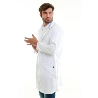 Imagem de Jaleco Masculino Gabardine  Branco Manga Longa 3 Bolsos - Confecções C