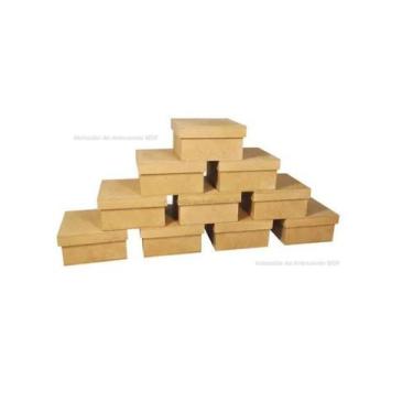 Imagem de Kit 15 Caixas Quadrada Tampa Sapato 10x10x5 Mdf Madeira - ATACADÃO DO 