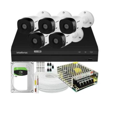 Imagem de Kit Cftv 5 Câmeras De Segurança Intelbras Multi Hd 720p E Dvr Mhdx 100
