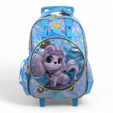 Imagem de Mochila infantil rodinha lancheira presa fuseco PET Sweety, Azul claro