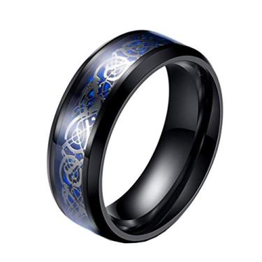 Imagem de HIJONES anel giratório de dragão celta de fibra de carboneto unissex de aço inoxidável para casamento