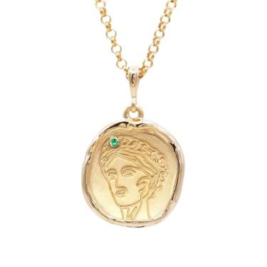 Imagem de Colar De Moeda Medalhão Da Rainha Da Divindade Da Mitologia,Colar De Medalha De Amuleto De Símbolo Grego Antigo Para Mulheres