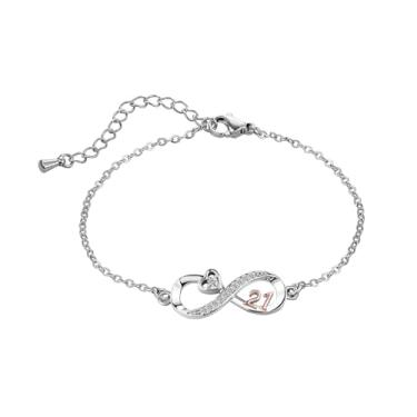 Imagem de JMQJewelry Números infinitos 12 13 16 18 21 30 40 50 60 70 pingentes de contas femininas de coração serve para pulseiras Pandora 17 cm 5 cm, 17cm 6.7in, Aço inoxidável, Sem Pedra Preciosa