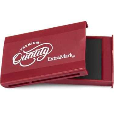 Imagem de ExtraMark Bloco de carimbo de feltro portátil com tampa dobrável SnapTight - Tamanho 5 x 7,6 cm - Cor preta