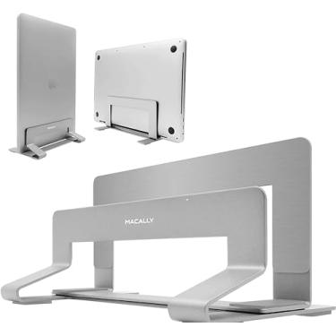 Imagem de Suporte de laptop vertical Macally para mesa - Suporte de laptop vertical ajustável para compatibilidade universal - economize espaço e melhore o fluxo de ar com suporte para MacBook ou base para laptop - estrutura ponderada