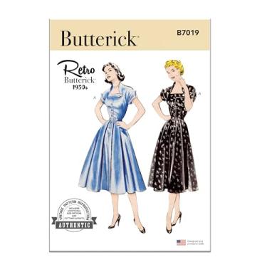 Imagem de Butterick B7019R5 Pacote de padrão de costura de vestido vintage anos 1950, código de design B7019, tamanhos 14-16-18-20-22