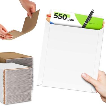 Imagem de Correios de papelão rígidos da Amiff. Envelopes brancos para fotos. Carteiras Stay Flat. Sem dobras, autovedante. Envelopes de papelão para documentos. Envio, envio, embalagem, embalagem., Branco, 17" x 21" / 10 Pack