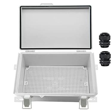 Imagem de Zulkit Caixa De Junção, Caixa Elétrica À Prova D'Água Ip67, Tampa Articulada, Fivela De Aço Inoxidável, Gabinete De Plástico Para Projeto W, Placa De Montagem, Suporte De Parede E 2 Prensa-Cabos Cinza