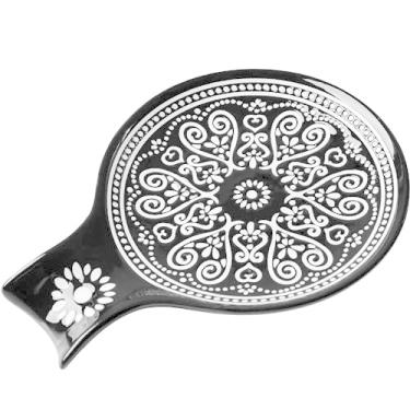 Imagem de Descanso de colher para balcão de cozinha, grande suporte de colher de cerâmica para fogão, mesa de jantar, cozinha, decoração moderna de fazenda, lavável na lava-louças, preto