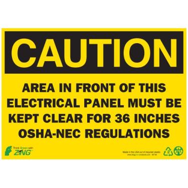 Imagem de ZING 2145 Placa de segurança ecológica, painel elétrico de cuidado, 10 x 14 W, plástico reciclado