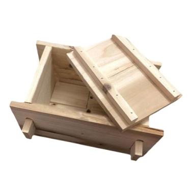 Imagem de ＫＬＫＣＭＳ Prensa de tofu de madeira, ferramenta de cozinha doméstica, faça você mesmo, fabricante de queijo, tofu, prensa para doméstico, folha de, 11cmx15cmx8.8cm