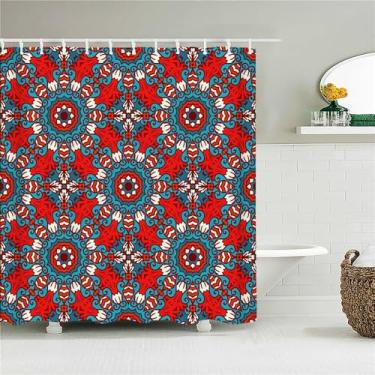 Imagem de Estilo Impresso Tecido Cortinas de Chuveiro Cortina de Banheiro Impermeável Decoração de Banheiro com 12 Ganchos, 2631M, L210xA180cm