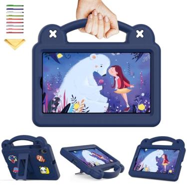 Imagem de Capa para tablet Walmart Onn 17.8 cm Gen 4 2024 (Modelo: 100135924), UUcovers com suporte/alça macia de espuma vinílica acetinada, suporte infantil Gril Boy, urso fofo e leve para Onn 17.8 cm 4ª