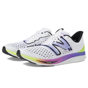 Imagem de New Balance FuelCell SuperComp Pacer V1 Tênis de corrida feminino, Branco/Indigo elétrico/30 watts, 9 Wide