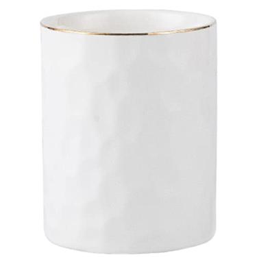 Imagem de Porta-lápis de cerâmica para mesa, organizador de pincéis de maquiagem para escritório, casa, branco