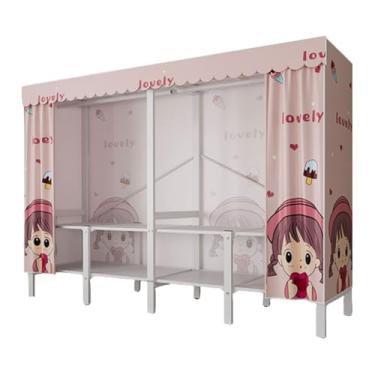 Imagem de Guarda-roupa Armário dobrável portátil para crianças, guarda-roupa com haste suspensa, empilhável, grosso, armário de armazenamento para casa, quarto armário