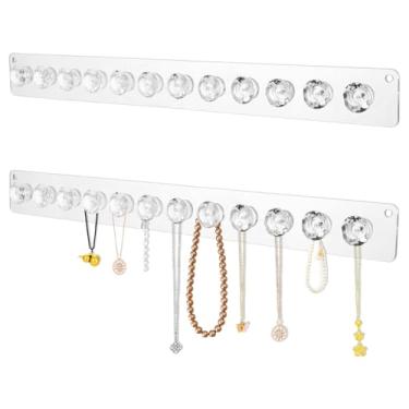 Imagem de Xyulaan 2 peças de suporte de colar de parede para mulheres, organizador de joias para pendurar na parede, suporte de cristal, suporte de parede, suporte de pulseira de acrílico, organizador de joias
