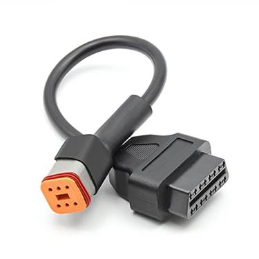 Imagem de eMoto Solution Cabo adaptador universal eMoto de 6 pinos para 16 pinos OBD2 para diagnóstico de motocicleta para motocicletas Harley