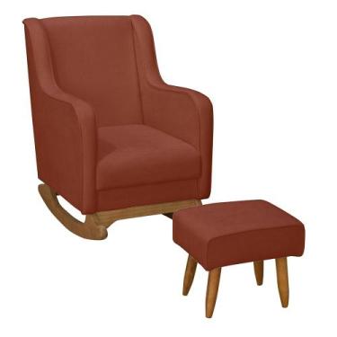 Imagem de Poltrona Amamentação c Balanço Puff Aquila Boucle Terra cota - Ideal M