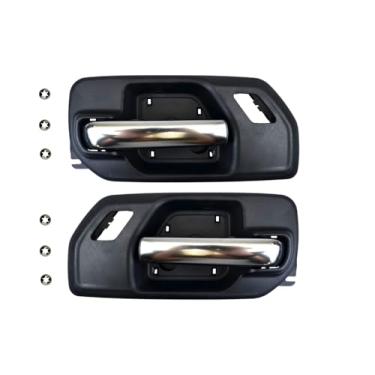 Imagem de PT Auto Warehouse GM-2552RA-FP - Maçaneta interna interna interna, caixa preta com alavanca de acabamento cromado acetinado - Par dianteiro esquerdo/direito (substitui 84522627, 84522625)