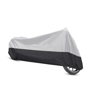 Imagem de TUCKBOLD Capa de motocicleta para todas as estações à prova d'água capa de chuva para motocicleta ao ar livre 190T XL tom prata preto para Harley Sportster 883 1200 Dyna Touring Cruiser peças