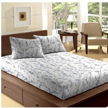 Imagem de Lençol com Elástico Estampado Avulso Camesa - Casal, Iris Azul