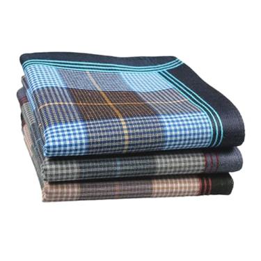 Imagem de Colaxi Masculino lenços de algodão Gents Hankies para pais confortáveis ​​de bolso quadrado, 3 Pedaços