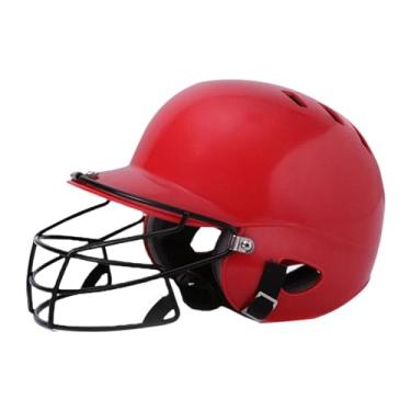 Imagem de kowaku Baseball Batting Helmet Softball Capacete Brilhas de ventilação Choque a guarda de absorção com máscara de face para esportes de competição, Vermelho