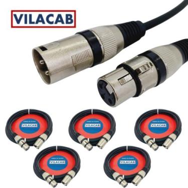 Imagem de Kit 5 Cabos Microfone Xlr / dmx Balanceado 2 Metros - Vilacab