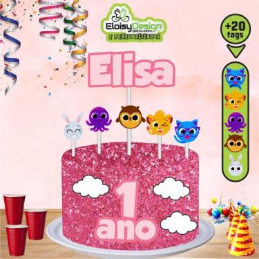Imagem de Topo de bolo Bolofofo menina  + 20 Tags para aniversário - EloisyDesig